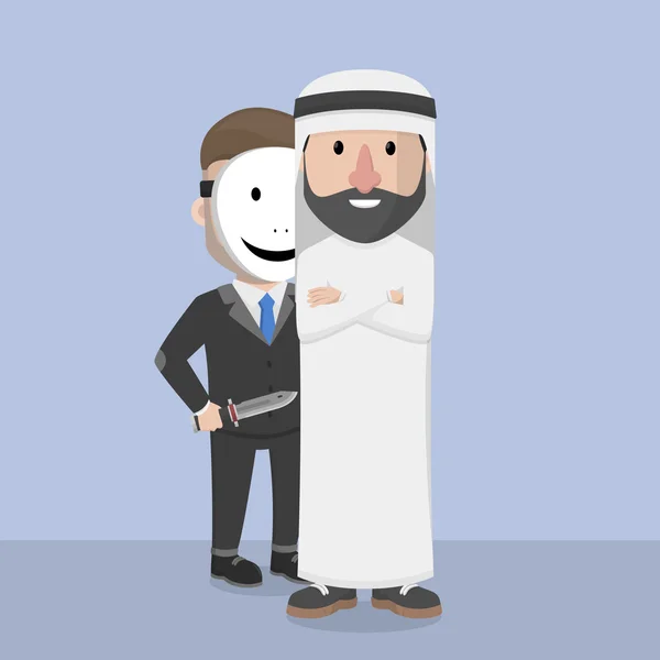 Араб бизнесмен берпатнер с предателями — стоковый вектор