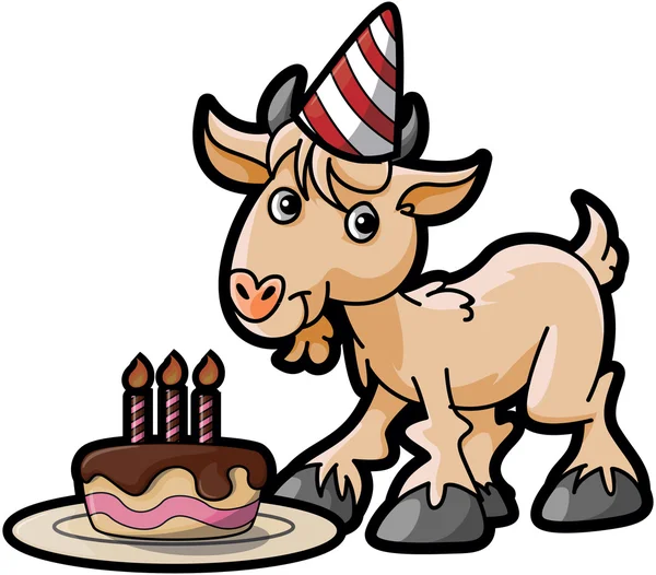 Cabra usando traje de fiesta de cumpleaños — Vector de stock