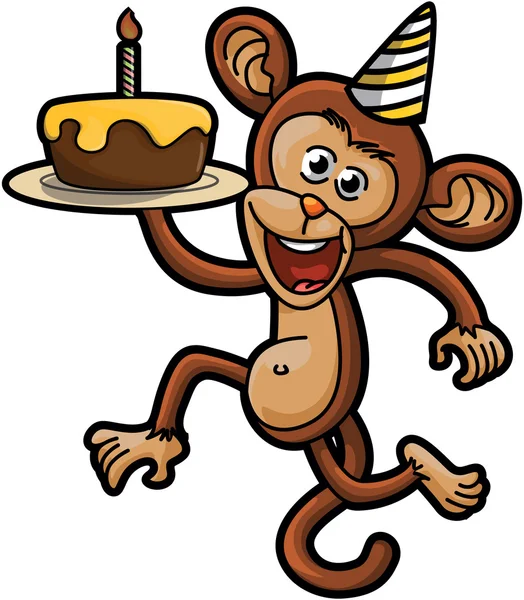 Mono usando traje de fiesta de cumpleaños — Vector de stock