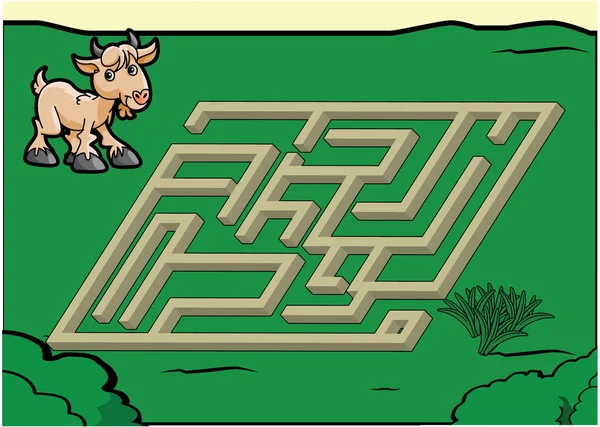 迷宫游戏 ︰ 山羊和草 — 图库矢量图片