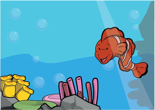 Ilustracja morze clownfish zgodnie wody dekoracje — Wektor stockowy