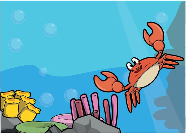 Ilustracja krab morze zgodnie wody dekoracje — Wektor stockowy