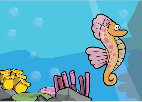 Seahorse εικονογράφησης υπό τοπίο νερό — Διανυσματικό Αρχείο