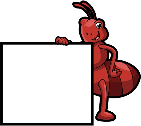 Червона ілюстрація мурашки з порожнім банером — стоковий вектор
