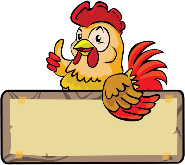 Illustrazione del gallo con banner vuoto — Vettoriale Stock