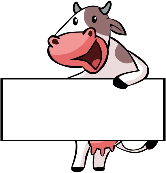 Ілюстрація корови з порожнім банером — стоковий вектор