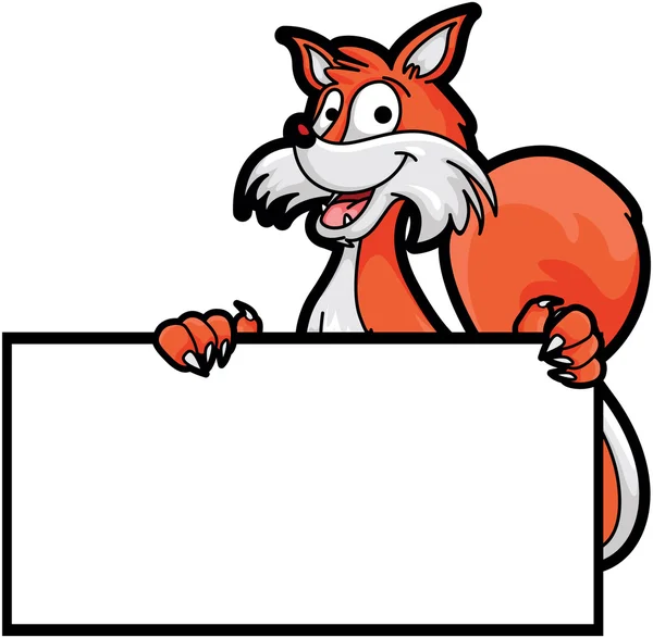 Fox illustration with blank banner — Stock Vector