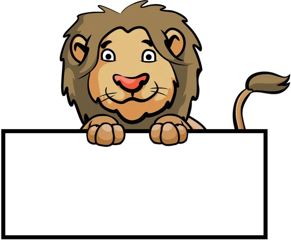 Ilustração leão com banner em branco — Vetor de Stock