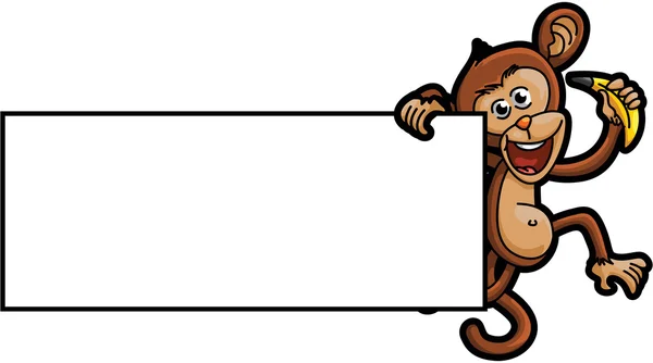 Ilustração de macaco com banner em branco —  Vetores de Stock