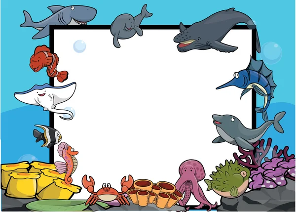 Deniz hayvan büyük afiş — Stok Vektör