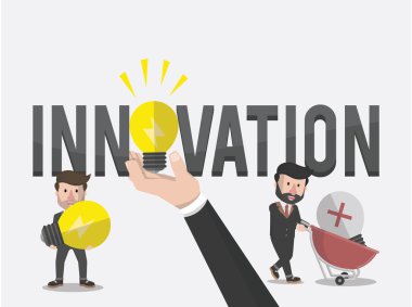 yenilik işadamları ampul iş illüstrasyon kavramı holding