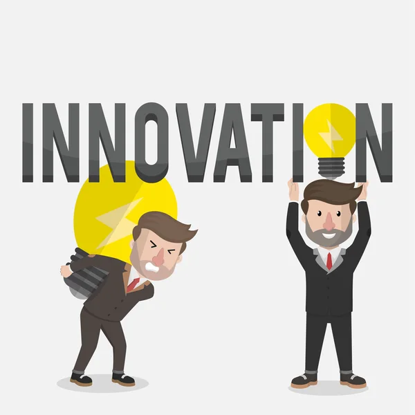 Innovation businessmen holding bulb business illustration concept — Stock Vector