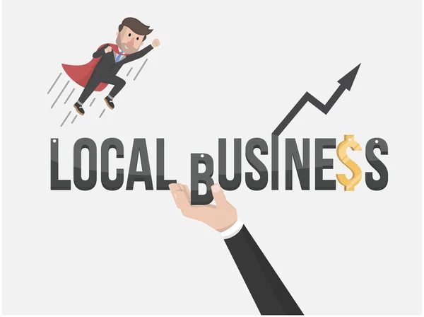 Podnikatel upevní své místní obchody — Stockový vektor