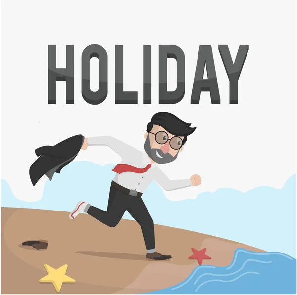 Businessman holiday at beach — Stock Vector