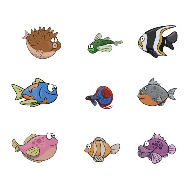 küçük balık illüstrasyon tasarım koleksiyonu