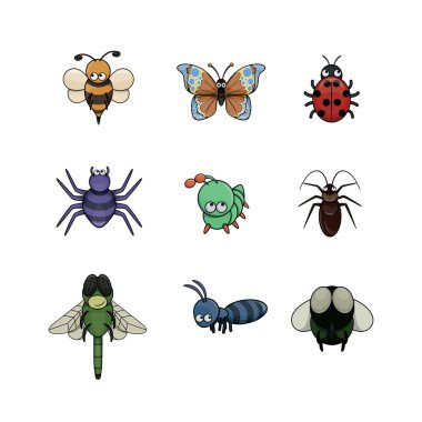 böcek illüstrasyon tasarım koleksiyonu