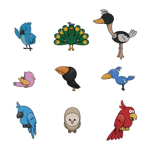 Kuşlar çizim tasarım koleksiyonu — Stok Vektör