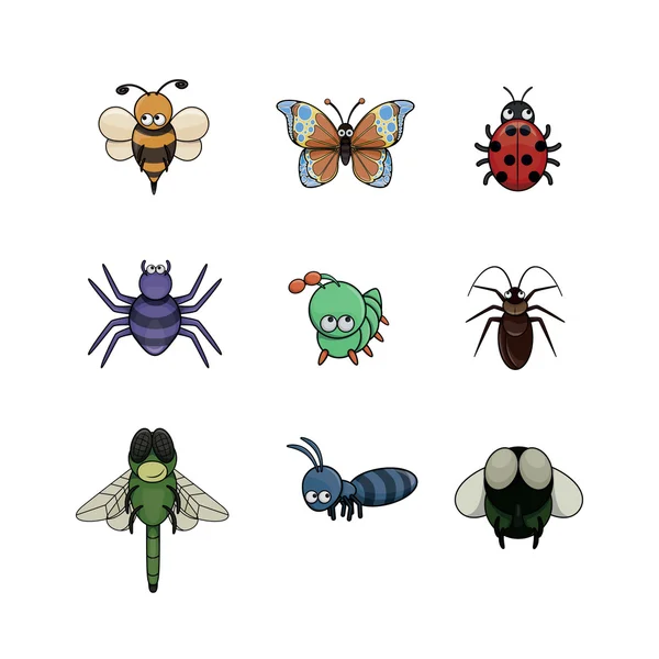 Böcek illüstrasyon tasarım koleksiyonu — Stok Vektör