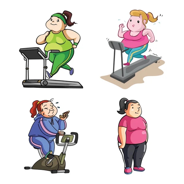 Fat woman sport illustration design collection — Stock Vector