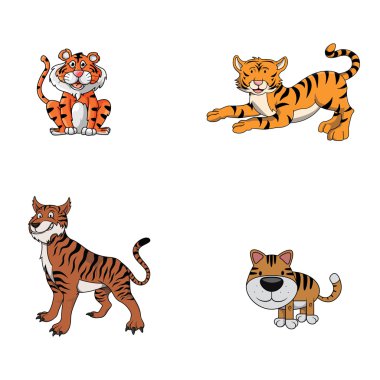 Kaplan hayvan illüstrasyon tasarım koleksiyonu