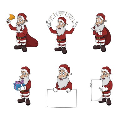 Noel Baba yan tümce illüstrasyon tasarım koleksiyonu