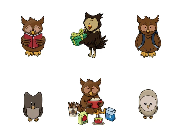 Owl animal illustration design collection — Stock Vector