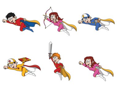 süper kahraman illüstrasyon tasarım koleksiyonu