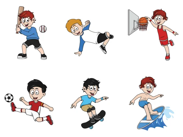 Uma coleção de design de ilustração de esporte infantil — Vetor de Stock