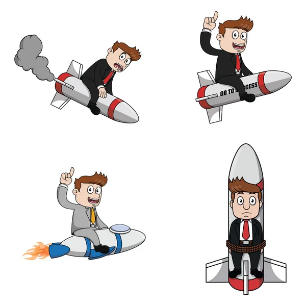 Businessman rocket illustration design collection — Stock Vector