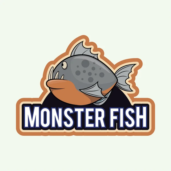 Monster fish illustration design — Stock Vector