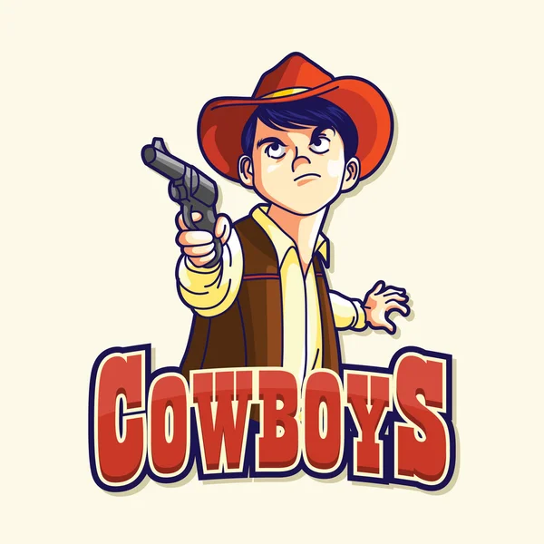 Cowboy criança logotipo colorido — Vetor de Stock