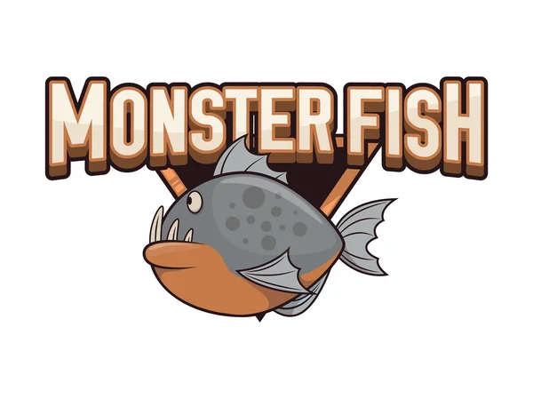 Monster Fisch Illustration Design bunt — Stockvektor