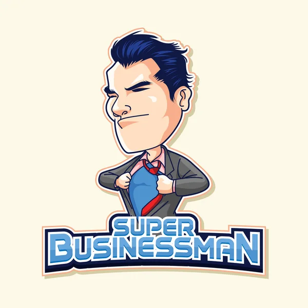 Super businessman logo blue illustration design — стоковый вектор