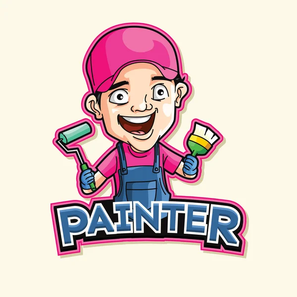 Pintor logo ilustración diseño — Vector de stock