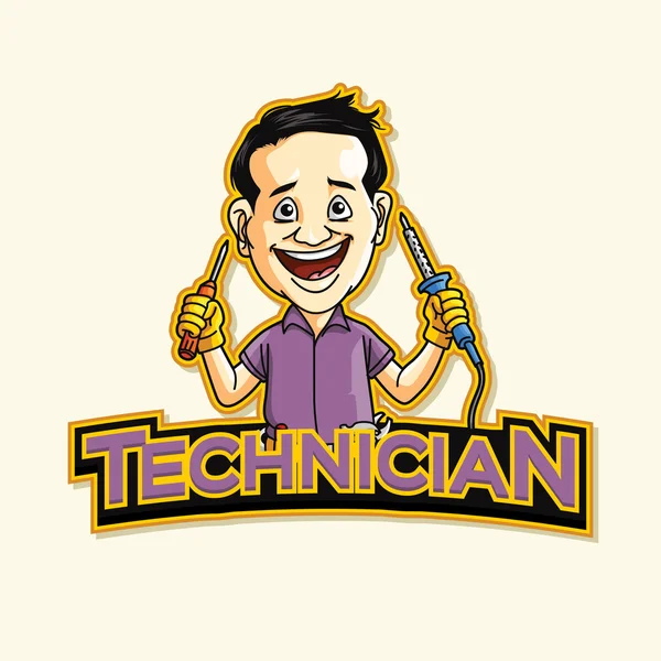 Technician logo illustration design colorful — Stock Vector