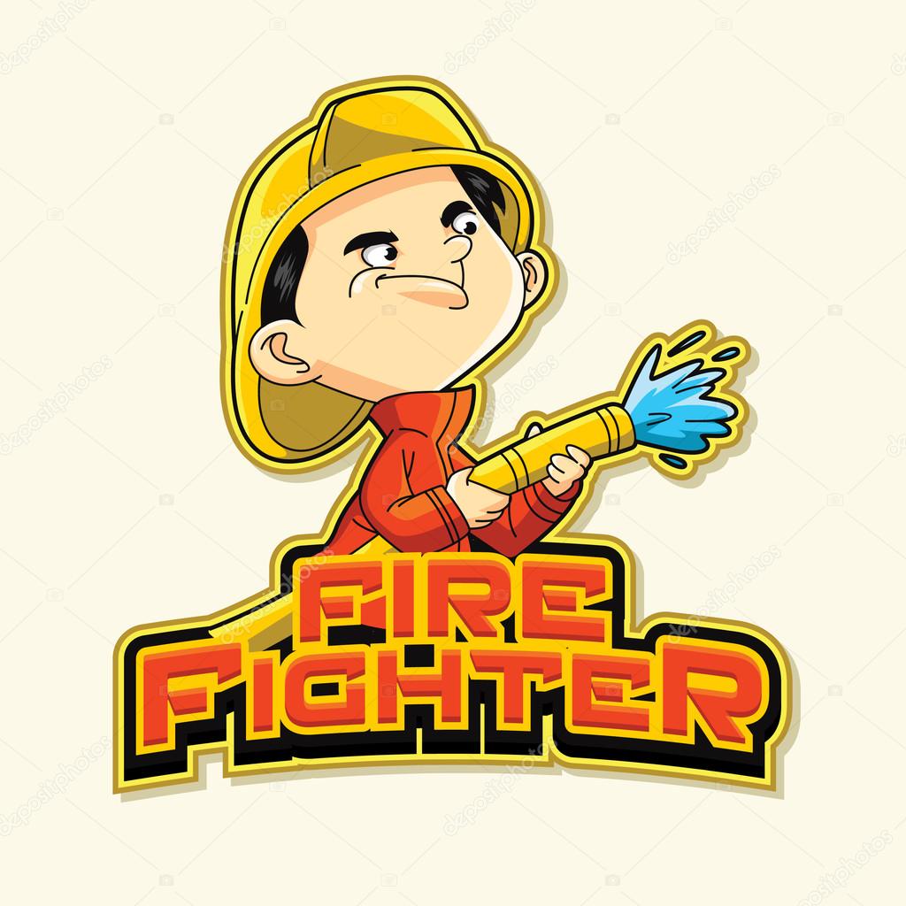 Fire fighter logo illustration design