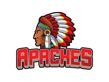 apaches banner illustration design colorful clipart