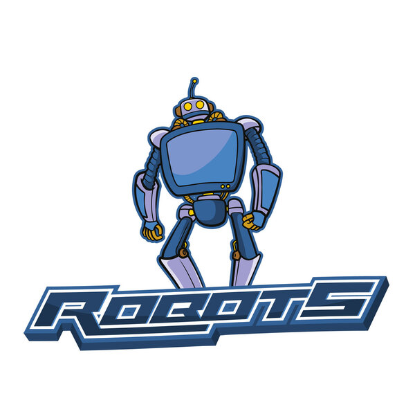 robots blue banner illustration design colorful