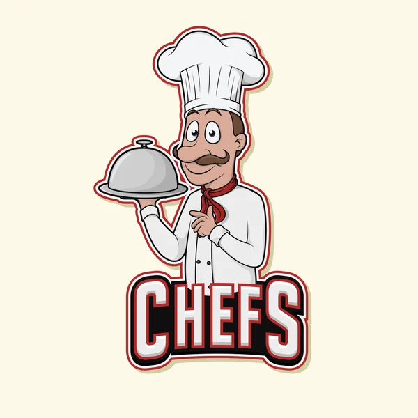 Chef tenant plaque logo illustration design — Image vectorielle