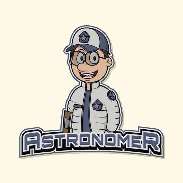 Diseño de ilustración logo astrónomo — Vector de stock