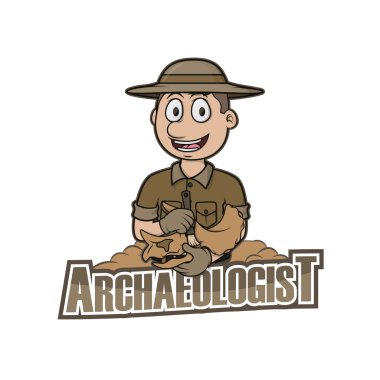 arkeolog logo illüstrasyon tasarımı