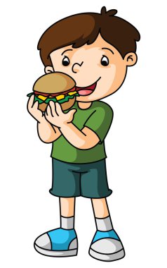 boy hamburger yiyor