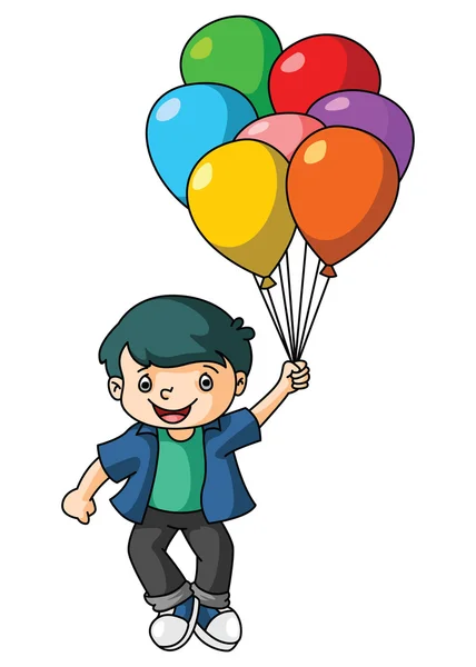 Junge spielen Luftballon — Stockvektor