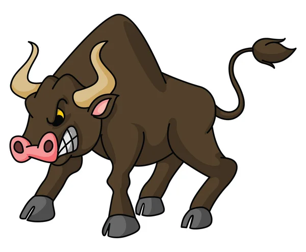 Ilustrasi kartun banteng - Stok Vektor