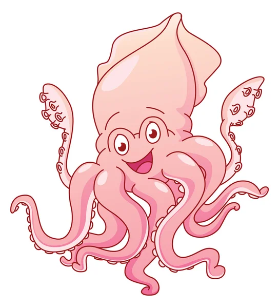 Pulpo Sonrisa y Divertido — Vector de stock