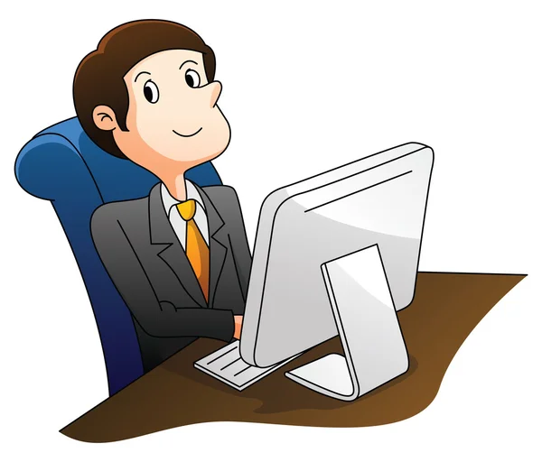 Businessman with Computer — Stock Vector