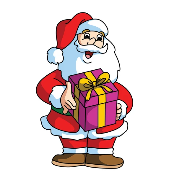 Santa Claus Smiling and Bringing The Gift — Stock Vector