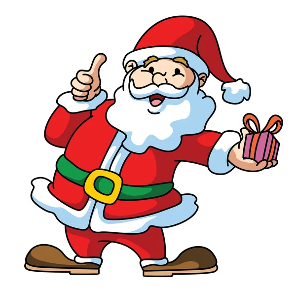 Santa Claus Presenting The Gift with Thumb Up — Stock Vector