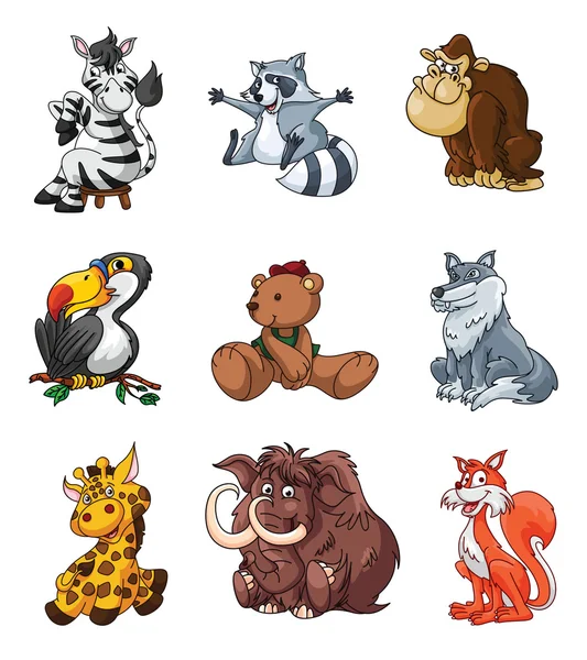 Coleção de desenhos animados animais engraçados —  Vetores de Stock