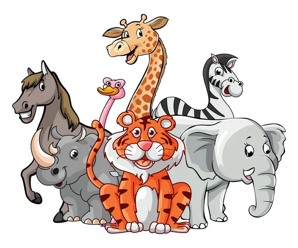 Funny Animal Cartoon Collection — Stock Vector